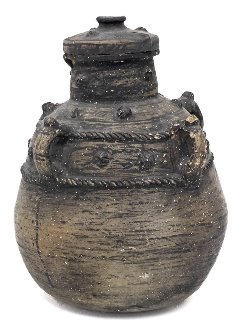 Primitive European Earthware Lidded Jug