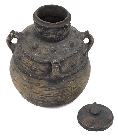 Primitive European Earthware Lidded Jug