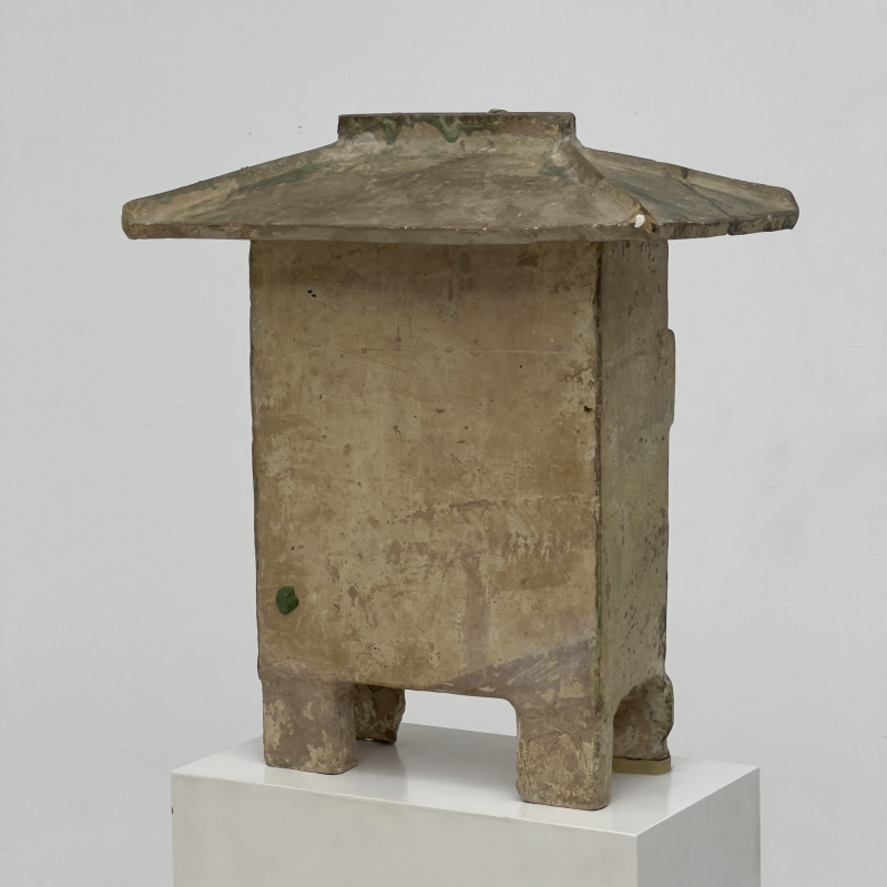 Chinese Han Dynasty funerary Green Glazed House Model, with pedestal