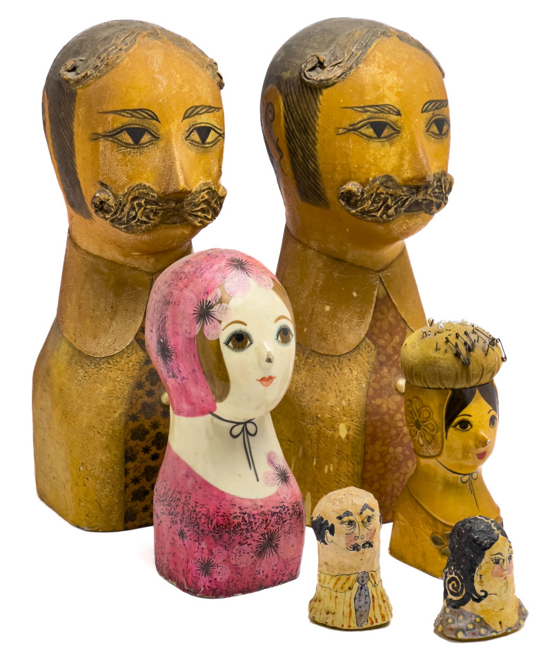 Gemma Taccogna and Others - Paper Mache Busts, Group of 6