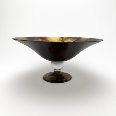 Image for Lot Lavorazione Arte Murano Avventurina Large Footed Centerpiece