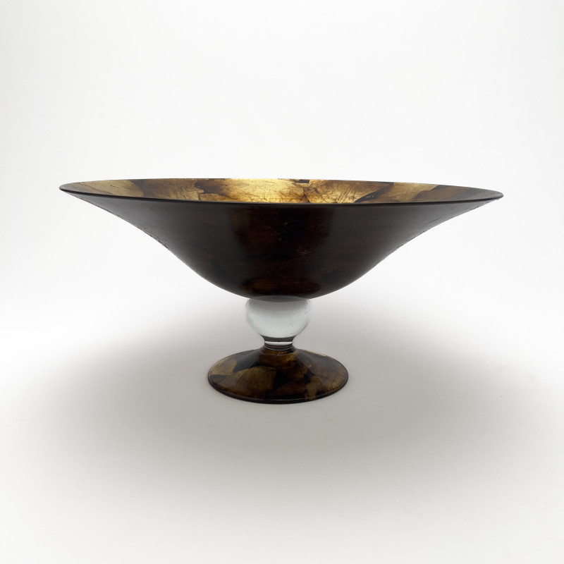 Lavorazione Arte Murano Avventurina Large Footed Centerpiece