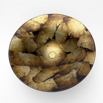 Lavorazione Arte Murano Avventurina Large Footed Centerpiece