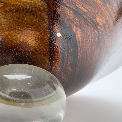 Lavorazione Arte Murano Avventurina Large Footed Centerpiece