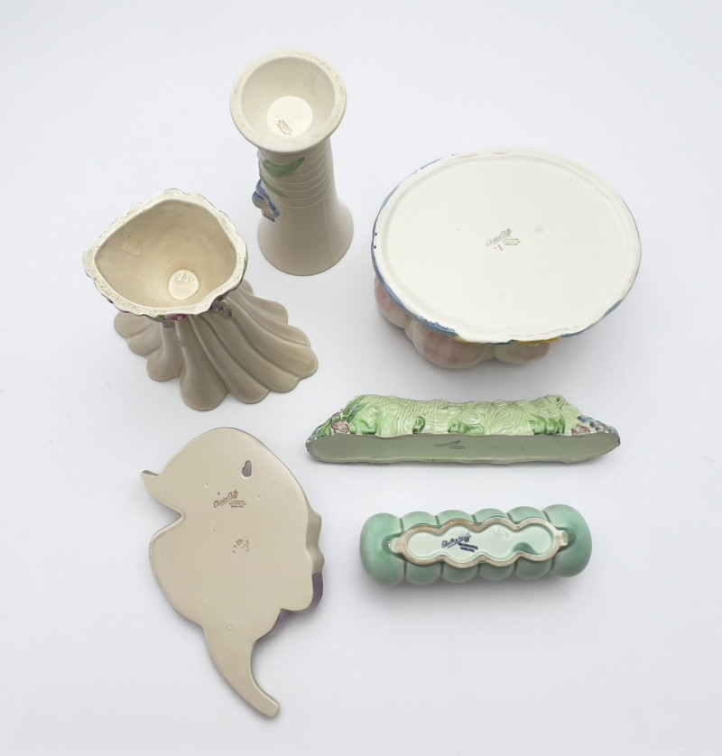 Clarice Cliff - Newport Pottery Ceramic Vessels with Floral Motifs, Group of 6