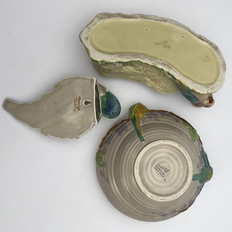 Clarice Cliff - Budgerigar Ceramic Vessels, Group of 3