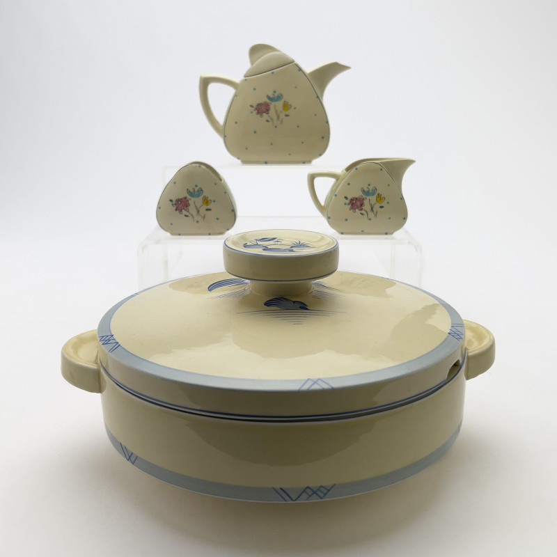 Clarice Cliff - Wilkinson Ceramic Tea Set and Bizarre Tureen, Group of 4