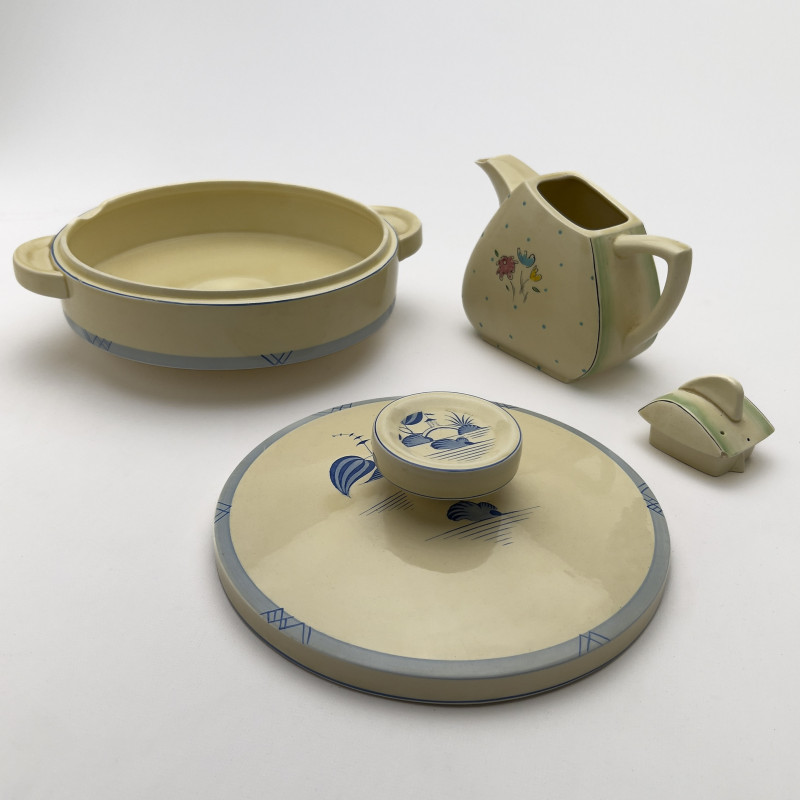 Clarice Cliff - Wilkinson Ceramic Tea Set and Bizarre Tureen, Group of 4