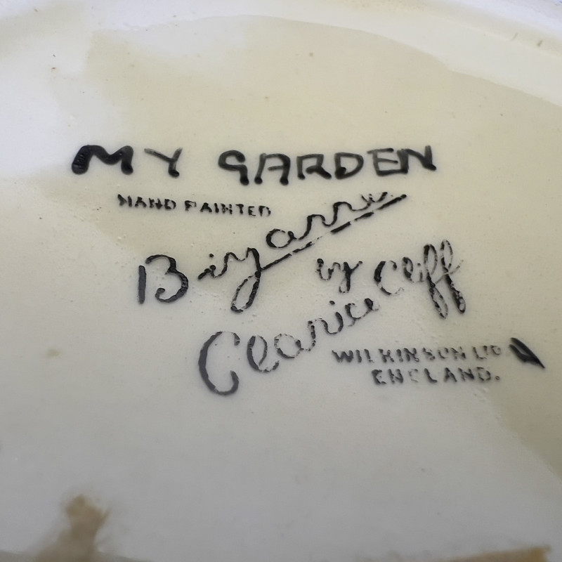 Clarice Cliff - Bizzare Vases and Shaker in &quot;My Garden,&quot; Group of 6