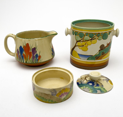 Clarice Cliff - Bizarre Ceramic Dishes in Various Patterns, Group of 6