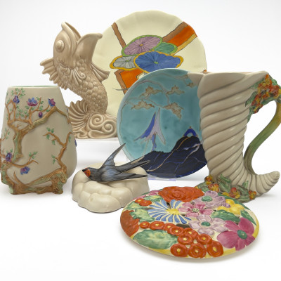 Image for Lot Clarice Cliff - Ceramic Vessels in Various Patterns, Group of 7