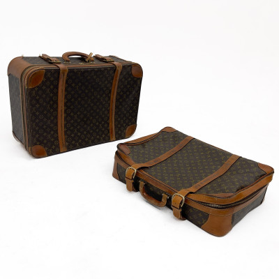 Image for Lot Louis Vuitton - Leather Strap Soft-Side Luggage Case, Pair