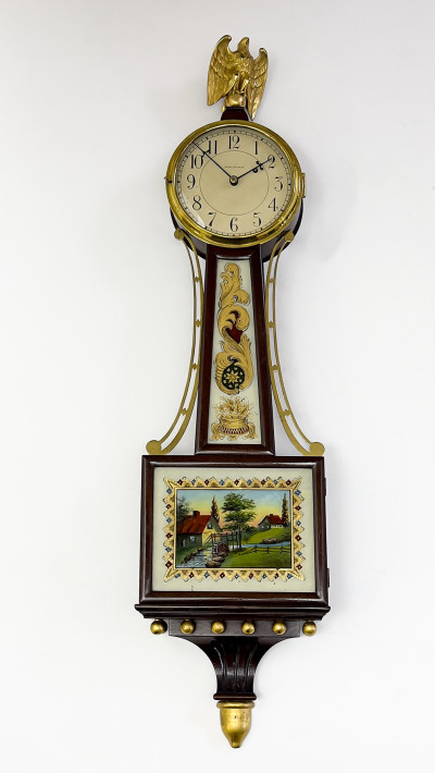Image for Lot Banjo Clock with Reverse Glass Painted Case