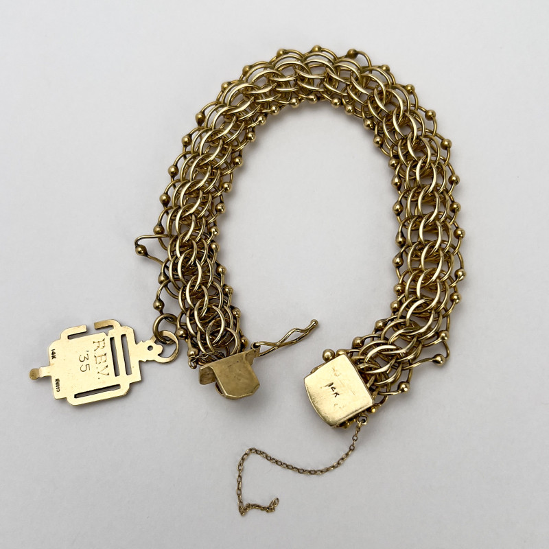 Multi Link Gold Bracelet with Charm