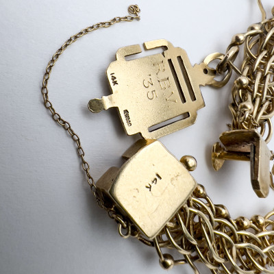 Multi Link Gold Bracelet with Charm