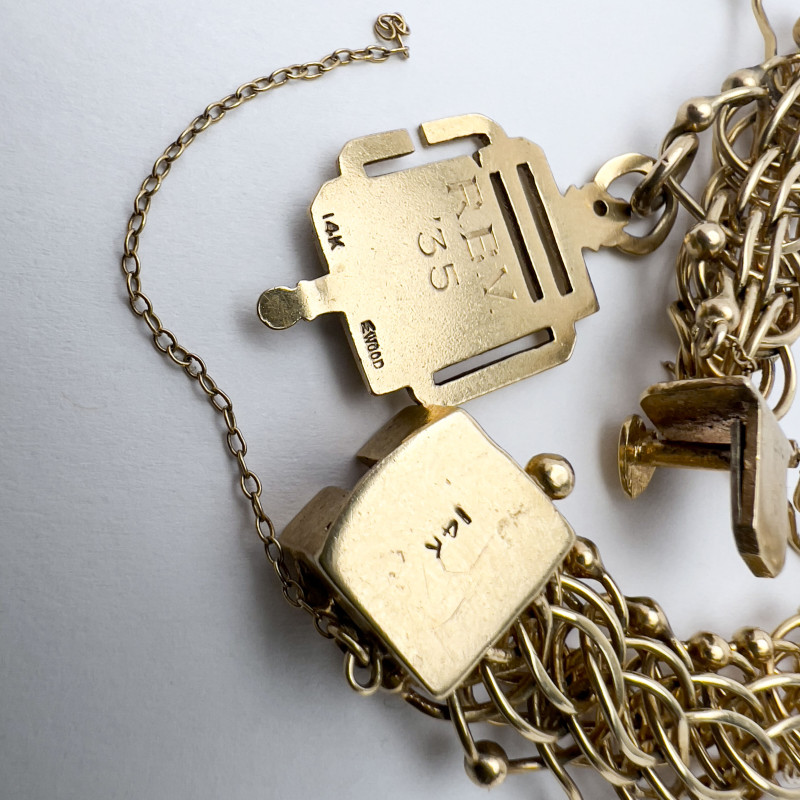 Multi Link Gold Bracelet with Charm