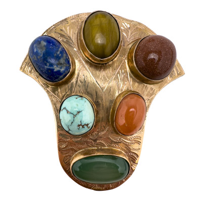 Rose Gold Gemstone Brooch