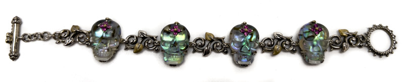 Barbara Bixby - Sterling and 18K Gold Abalone Skull Ring and Bracelet