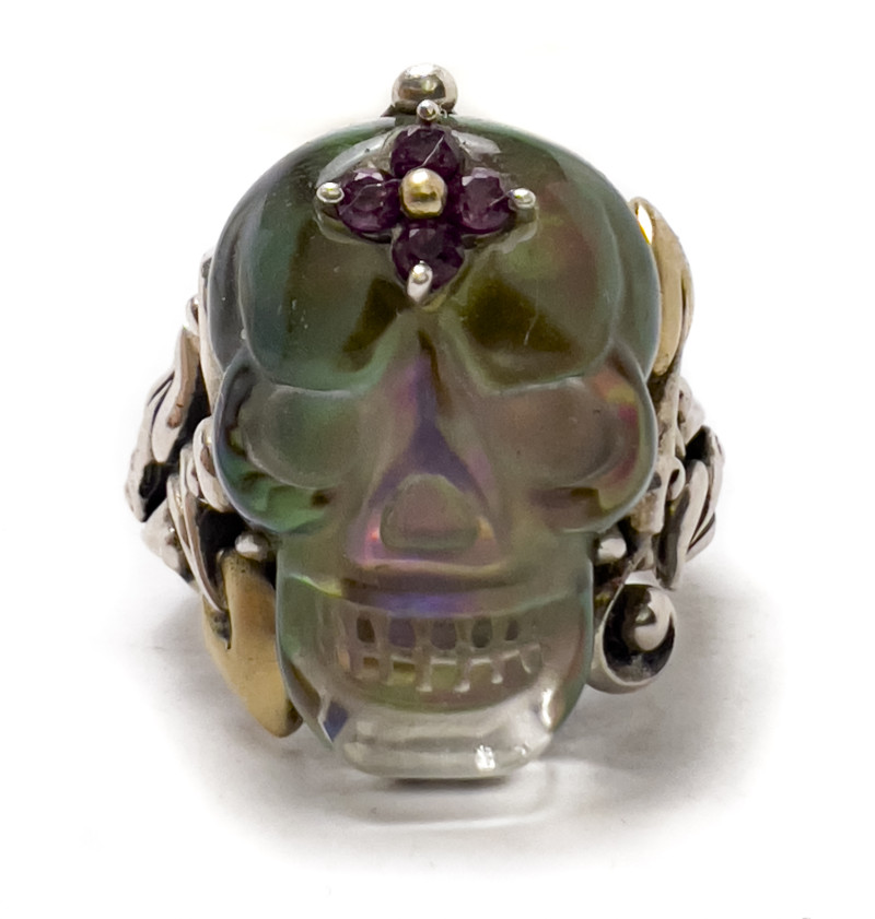 Barbara Bixby - Sterling and 18K Gold Abalone Skull Ring and Bracelet
