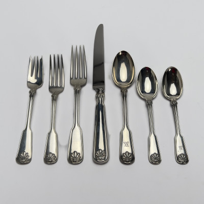 Image for Lot Tiffany & Co. - Shell & Thread: Partial Sterling Flatware