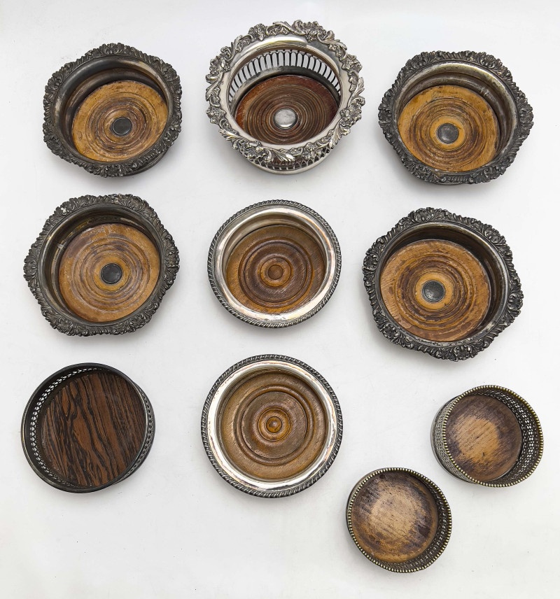 Silverplate Wine Coasters, Group of 10