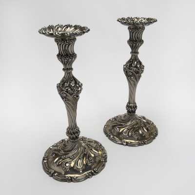Image for Lot Howard & Co. - Silver Repousse Candlesticks