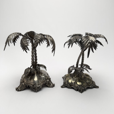 Image for Lot Victorian Palm Frond Center Pieces (pair)