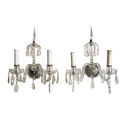 Image for Lot Crystal Wall Sconces, Pair
