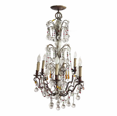Image for Lot Crystal and Brass Chandelier