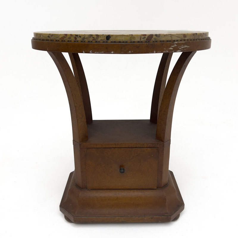 Oval Pedestal Table with Stone Top
