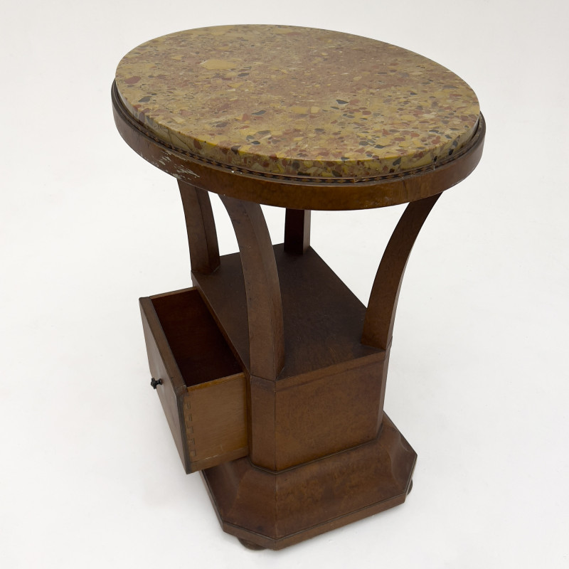 Oval Pedestal Table with Stone Top