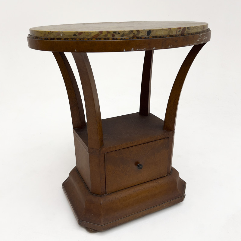 Oval Pedestal Table with Stone Top