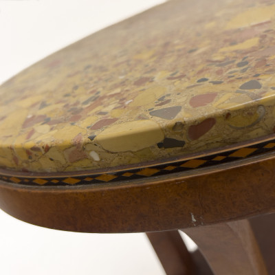 Oval Pedestal Table with Stone Top