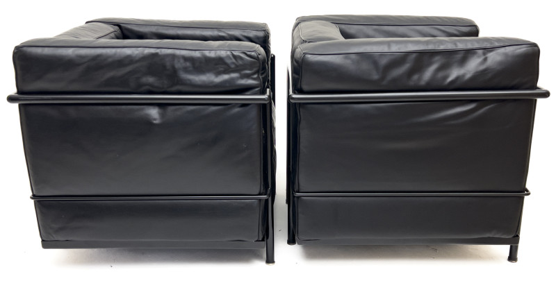 Le Corbusier LC2 style Armchairs, Pair