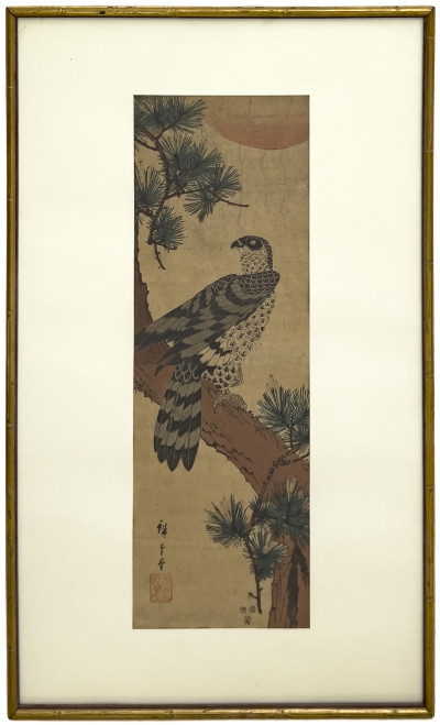 Utagawa Hiroshige - Falcon, Pine and Sun