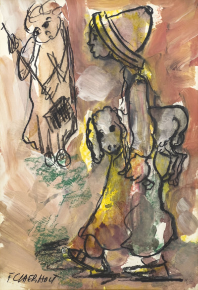 Image for Lot Frans Martin Claerhout - Untitled (Figures with Lamb)