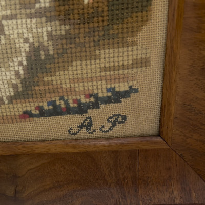 Artist Unknown - Child and Dog Cross Stitch Needlepoint