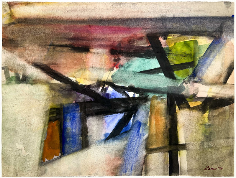 Michael Loew - Untitled (Abstract Composition in Black, Blue, and Green)