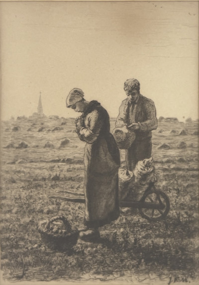 Fredrick DeBourg Richards &amp; Jean-François Millet - Two Prints in Matching Frames