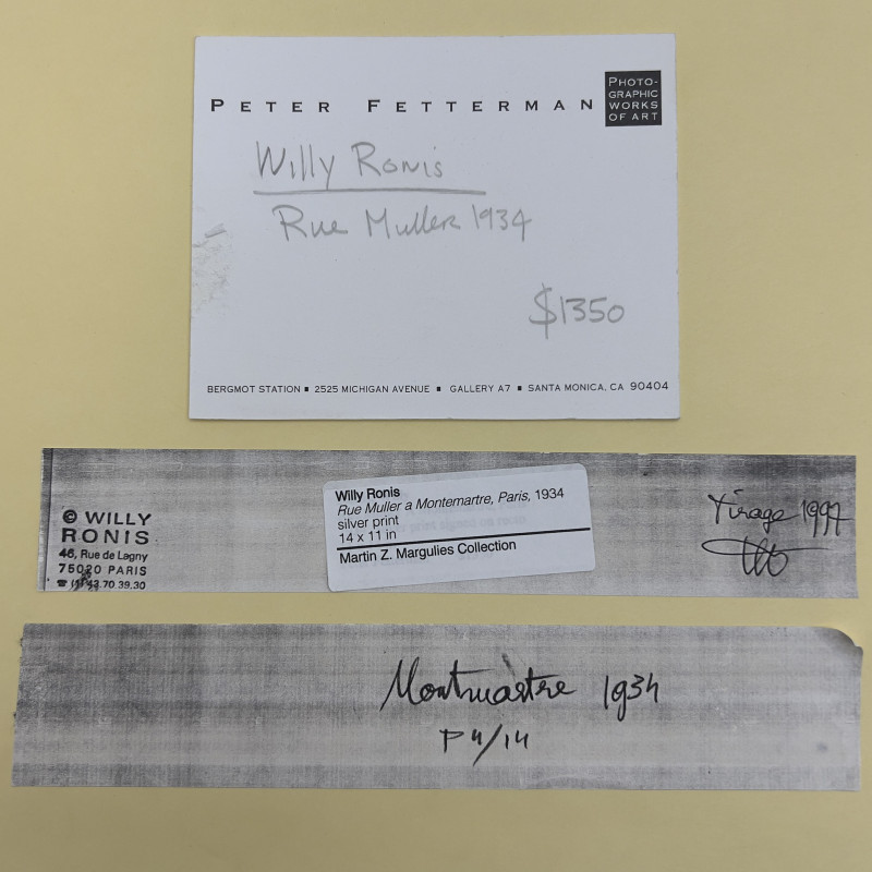 Willy Ronis - Rue Muller a Montmartre, Paris