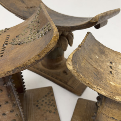 African - Three Ashanti Carved Prestige Stools