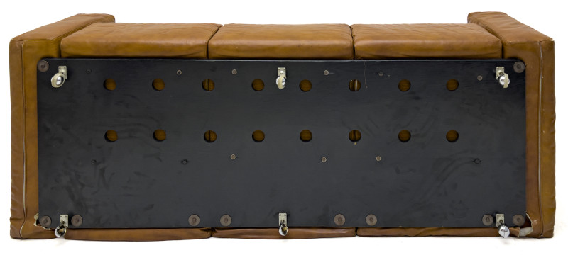 Mid Century Modern Low Slung Leather Sofa