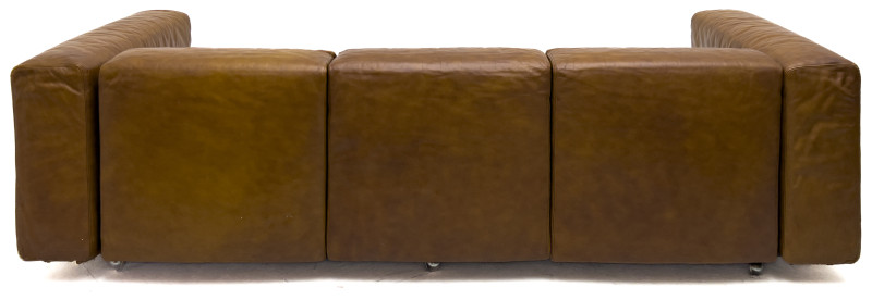Mid Century Modern Low Slung Leather Sofa