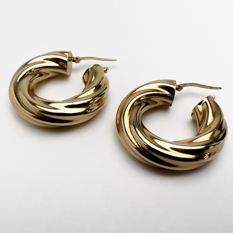 Gold Milor Italy Twisted Hoop Earrings