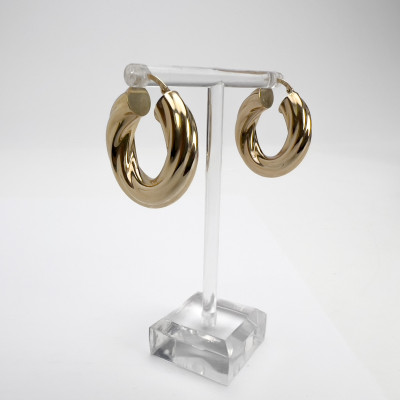 Gold Milor Italy Twisted Hoop Earrings