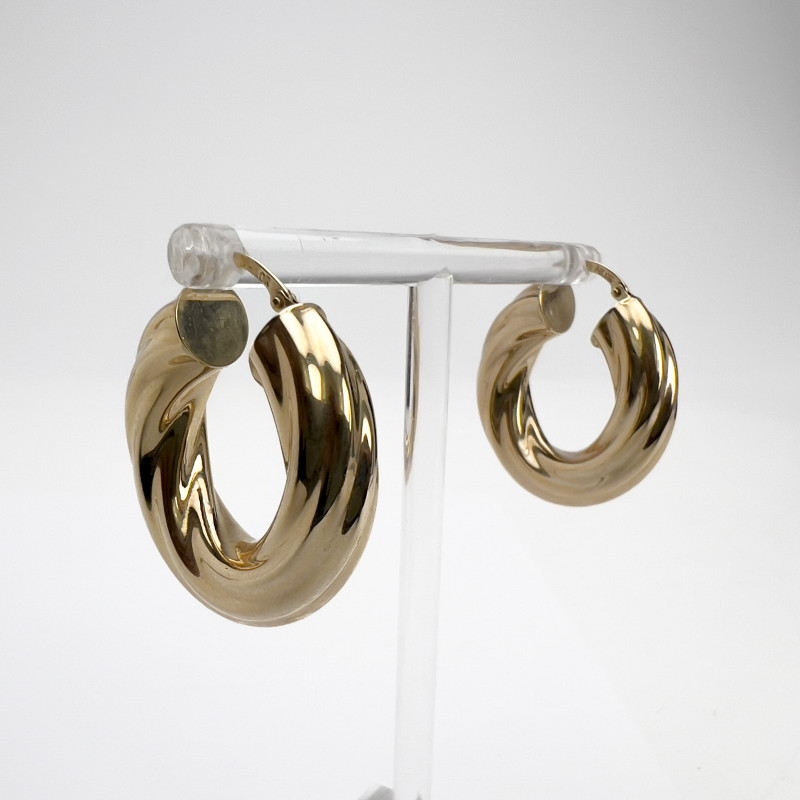 Gold Milor Italy Twisted Hoop Earrings