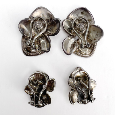 Angela Cummings - Two Pairs of Silver Orchid Earrings