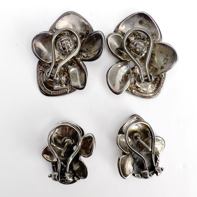 Angela Cummings - Two Pairs of Silver Orchid Earrings