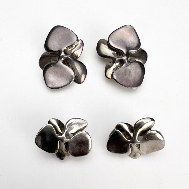 Angela Cummings - Two Pairs of Silver Orchid Earrings