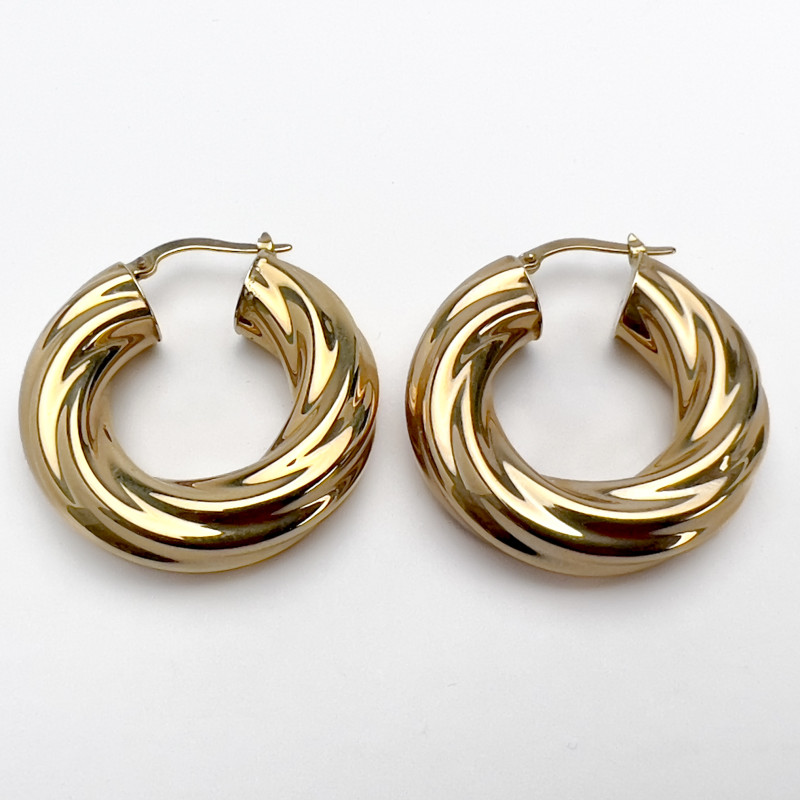Gold Milor Italy Twisted Hoop Earrings